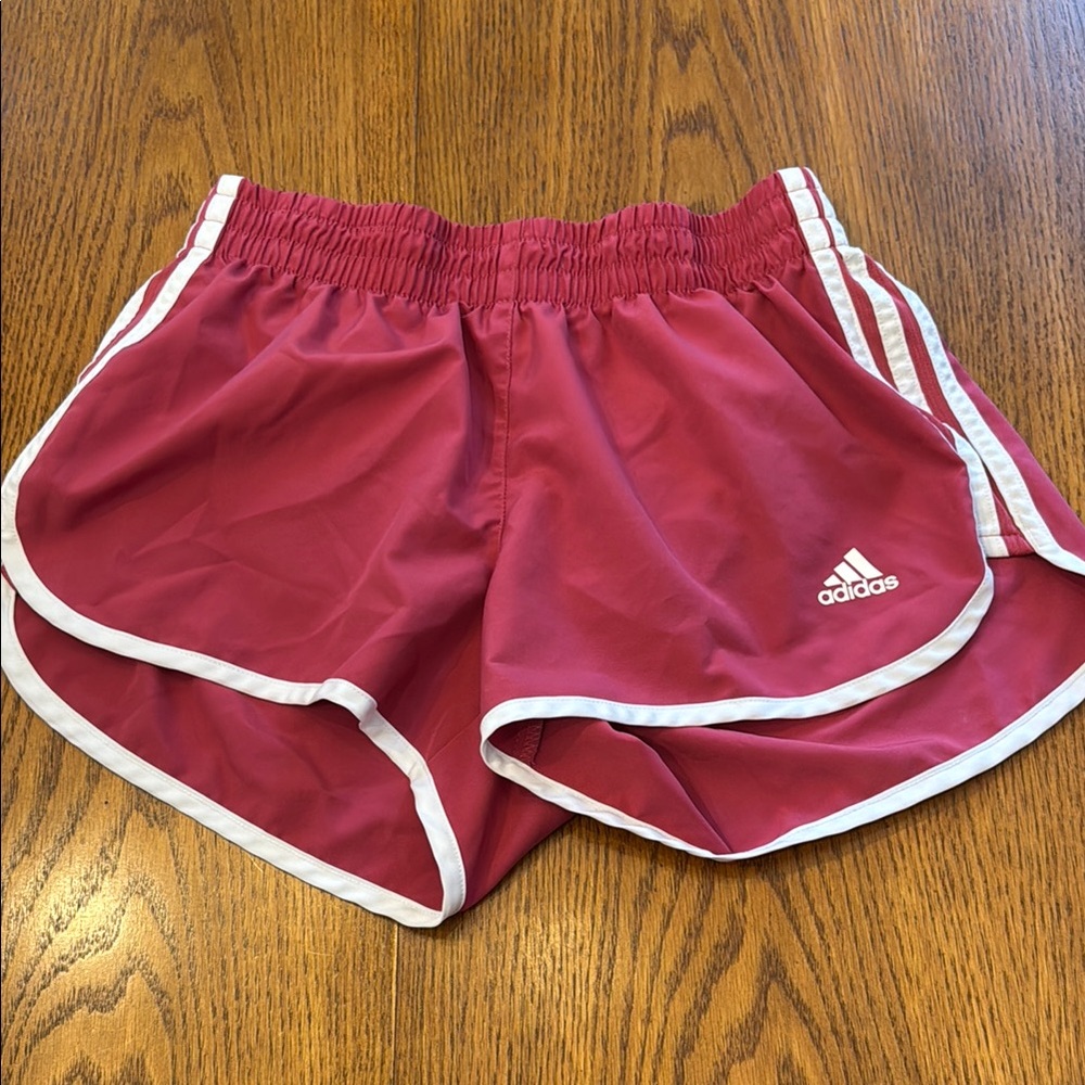 Adidas Pink and White Athletic Shorts